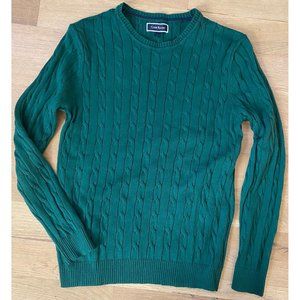 CLUB ROOM - CABLE KNIT CREWNECK SWEATER - 100% COTTON - GREEN - SMALL